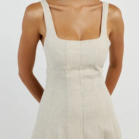 Diish Milahn natural linen midi dress 4 - Picture 4 of 8